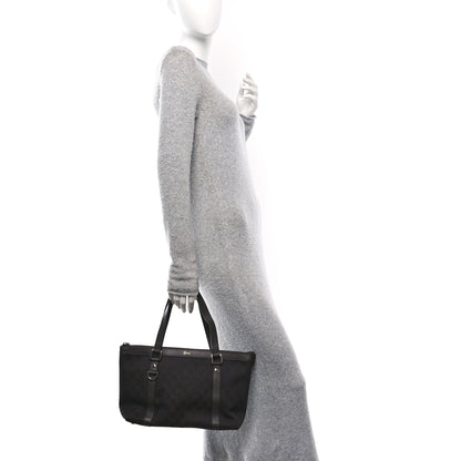 Gucci Denim Monogram Medium Abbey Tote Dark Brown 2 of 10