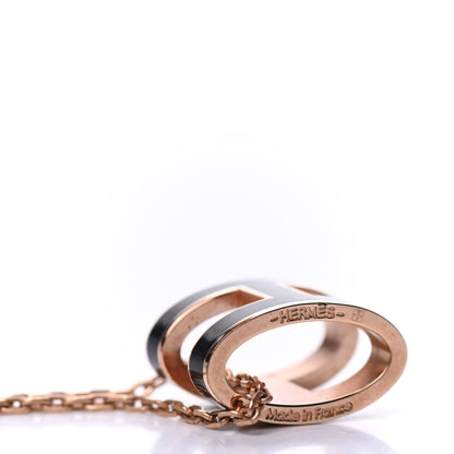 Hermes Lacquered Rose Gold Pop H Pendant Necklace Black 5 of 6