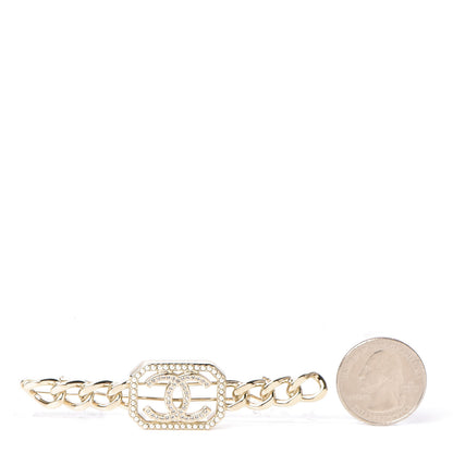Chanel Crystal Chain CC Vendome Hair Clip Barrette Gold 2 of 5