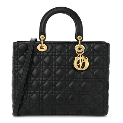 Christian Dior CHRISTIAN DIOR Lambskin Cannage Large Lady Dior Black 1 of 10