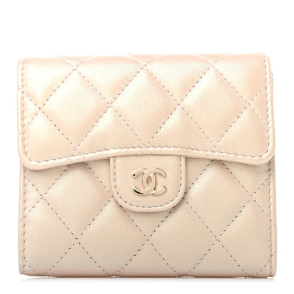 Chanel Iridescent Calfskin Quilted Compact Flap Wallet Beige 1 of 6