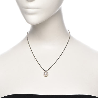 David Yurman Sterling Silver Diamond Pearl 10mm Starburst Pendant Necklace 2 of 6