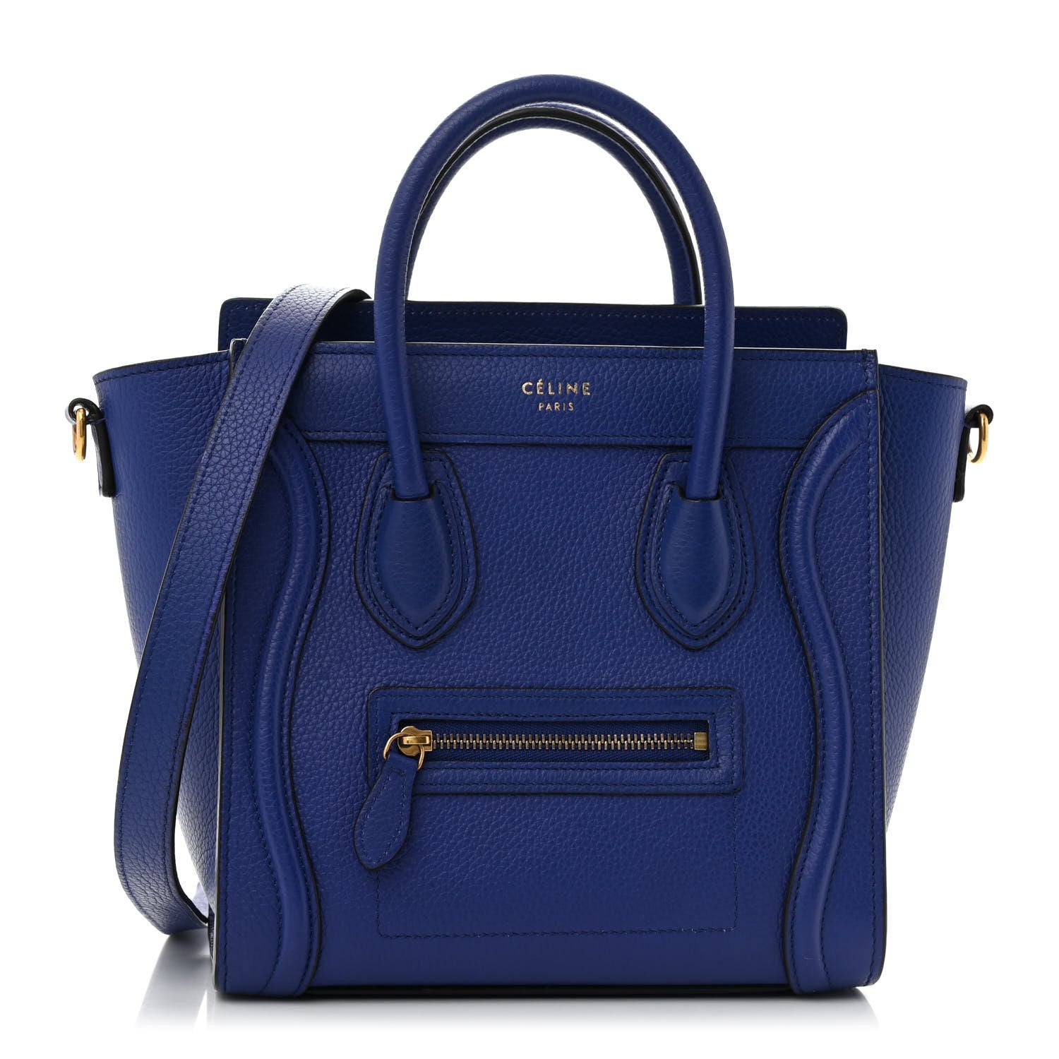 Celine Drummed Calfskin Nano Luggage Indigo 1 of 12