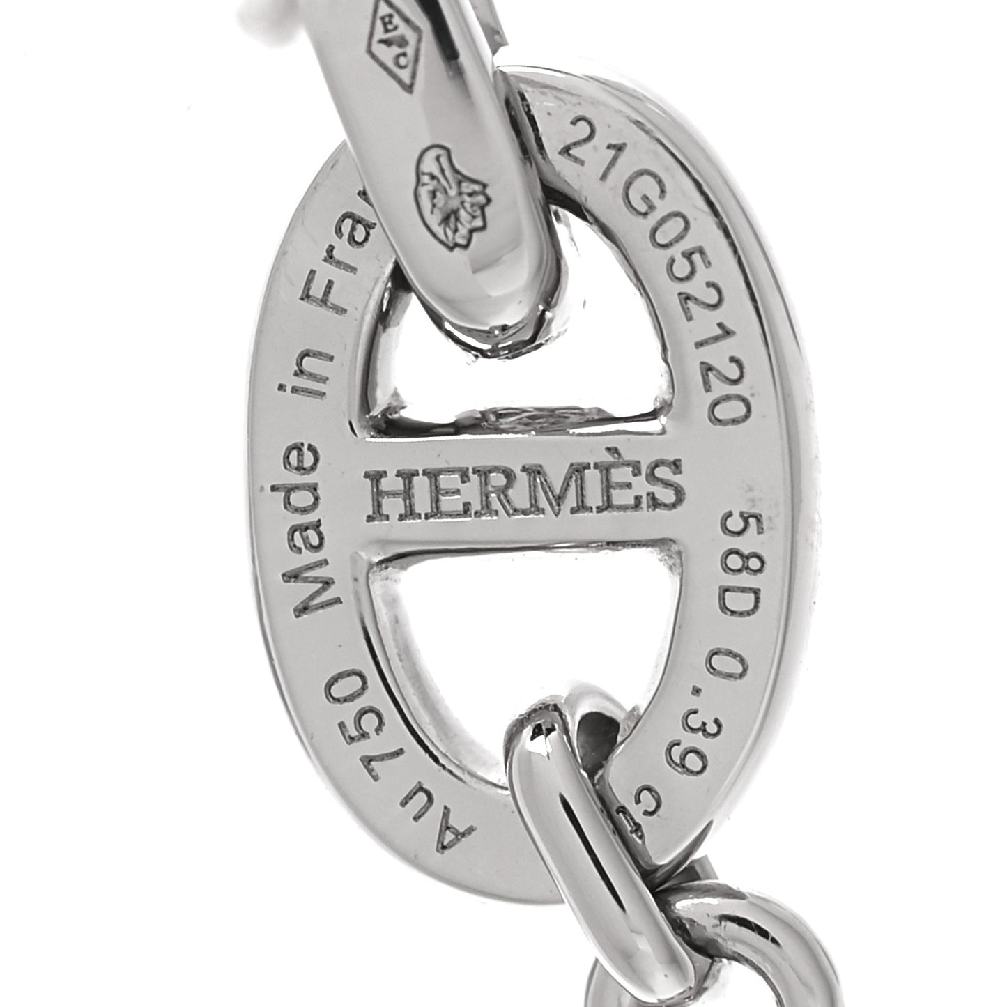 18K White Gold Diamond PM Chaine D'Ancre Enchainee Earrings