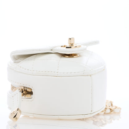 Chanel Lambskin Quilted CC In Love Heart Coin Purse With Chain White 4 of 7