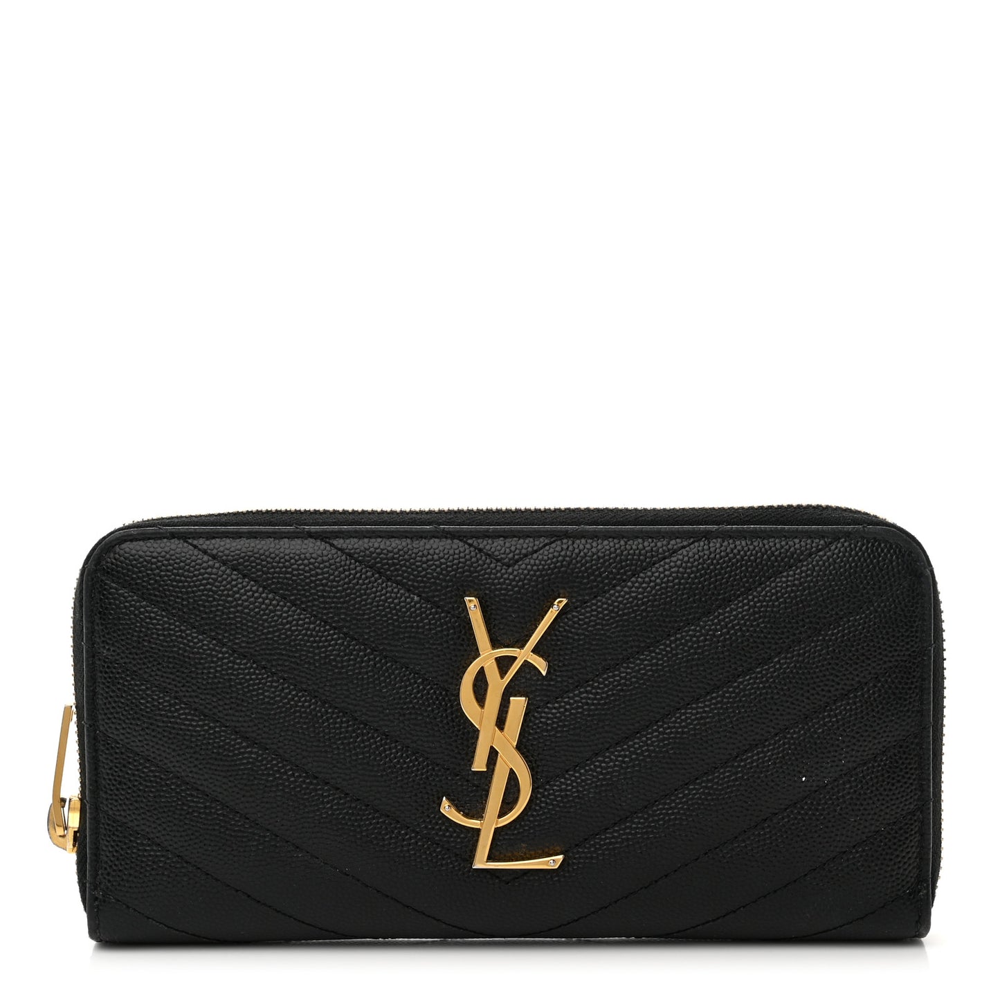 Grain De Poudre Matelasse Chevron Monogram Zip Around Wallet Black
