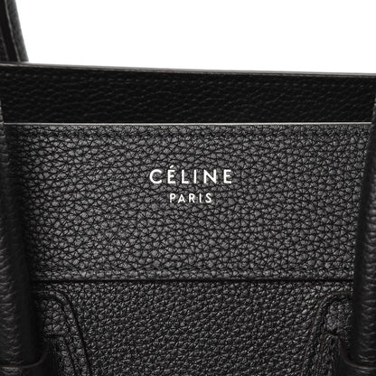 Celine Drummed Calfskin Micro Luggage Black 6 of 7