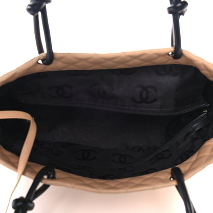 Chanel Calfskin Quilted Large Cambon Tote Beige Black 5 of 13