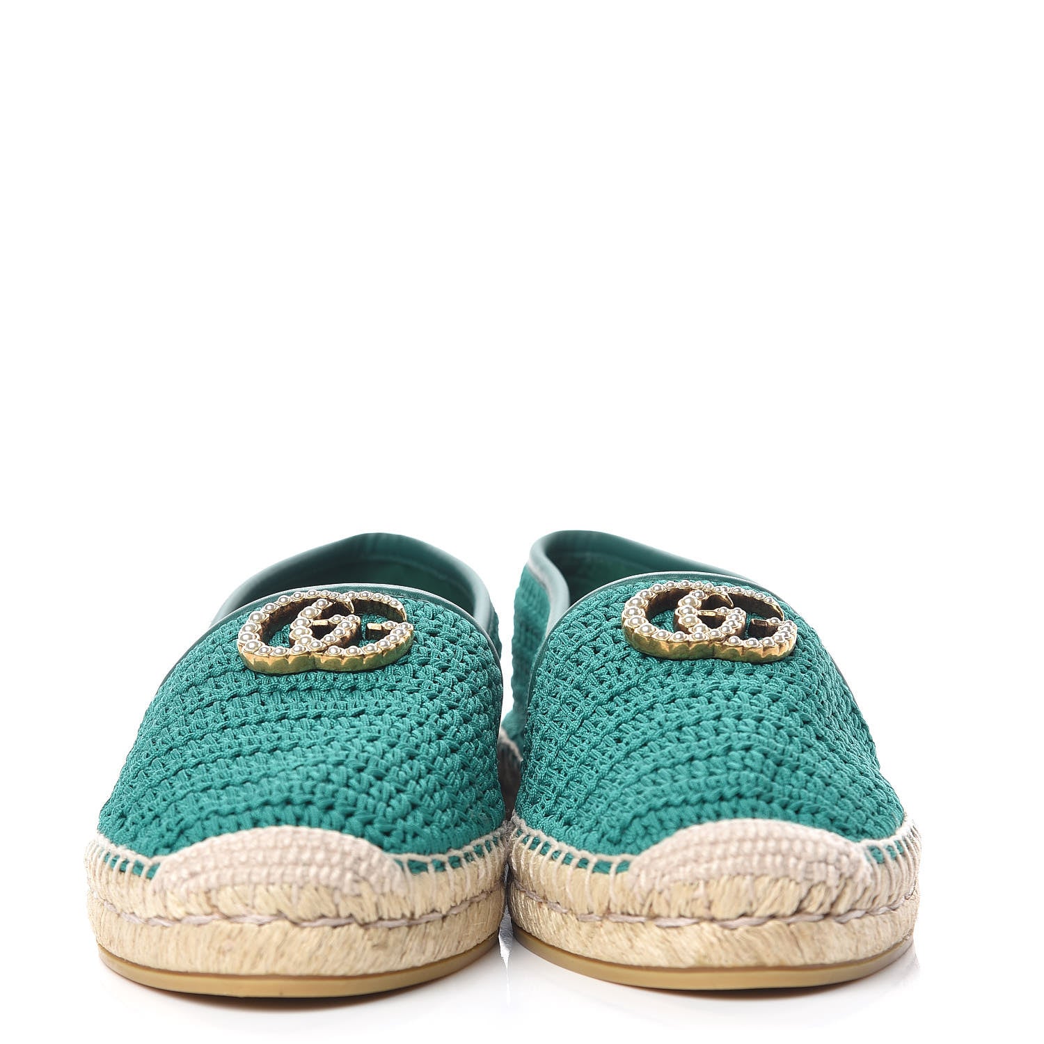 Gucci Cotton Crochet Pearly GG Marmont Espadrilles 39 Emerald 2 of 10