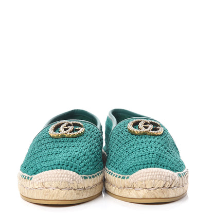 Gucci Cotton Crochet Pearly GG Marmont Espadrilles 39 Emerald 2 of 10