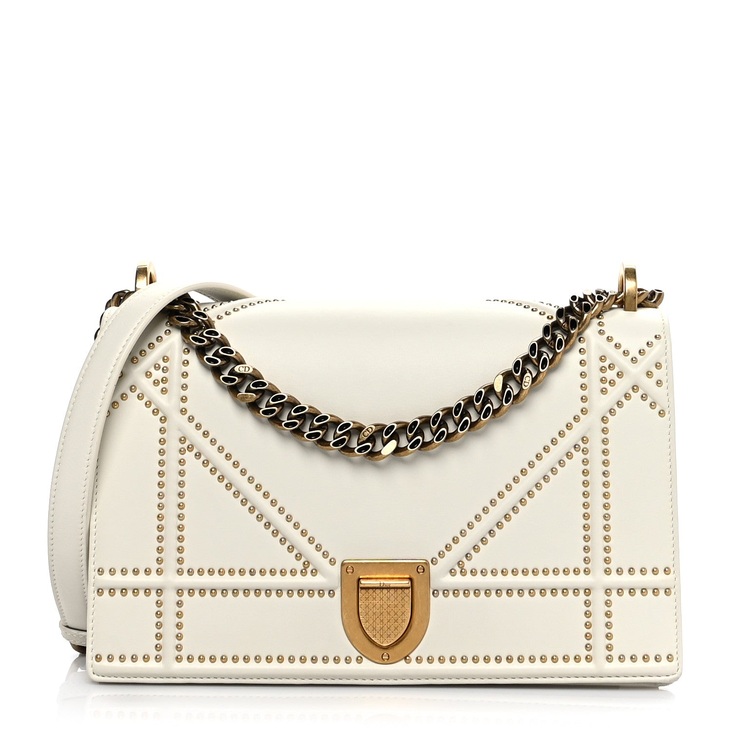 Christian Dior Lambskin Studded Medium Diorama Flap Bag Latte 1 of 10
