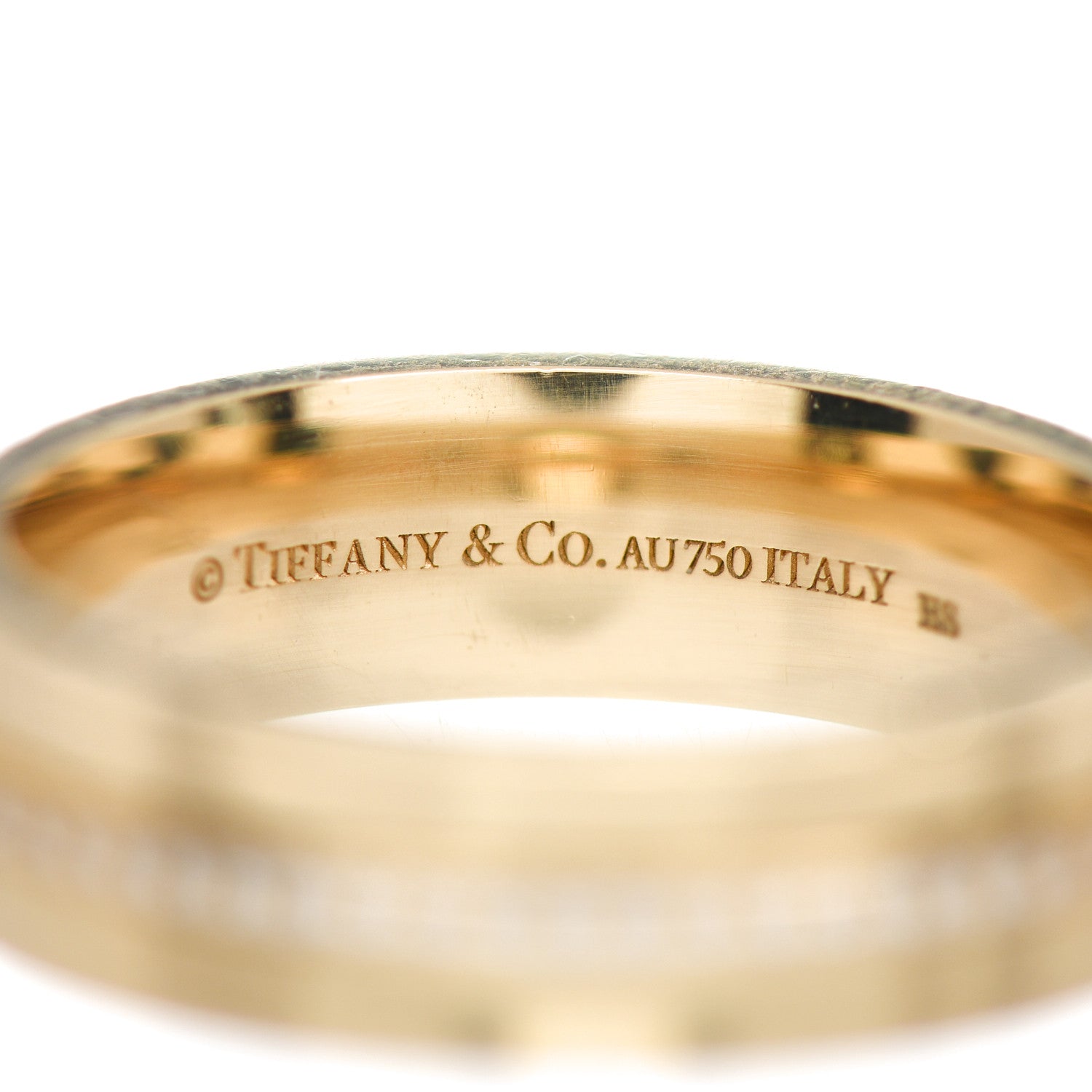 Tiffany 18K Yellow Gold Diamond Wide T Two Ring 54 7 4 of 4