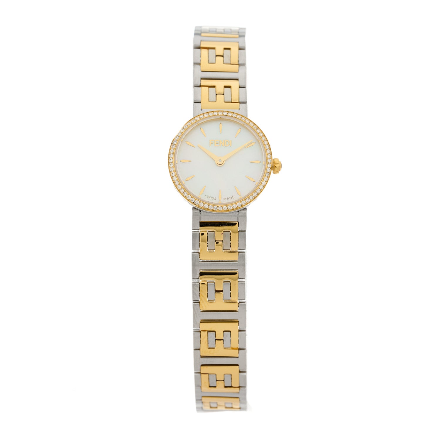Fendi Stainless Steel Diamond Bezel Mother of Pearl 19mm Fendi Forever Two Tone Quartz Watch 1 of 5