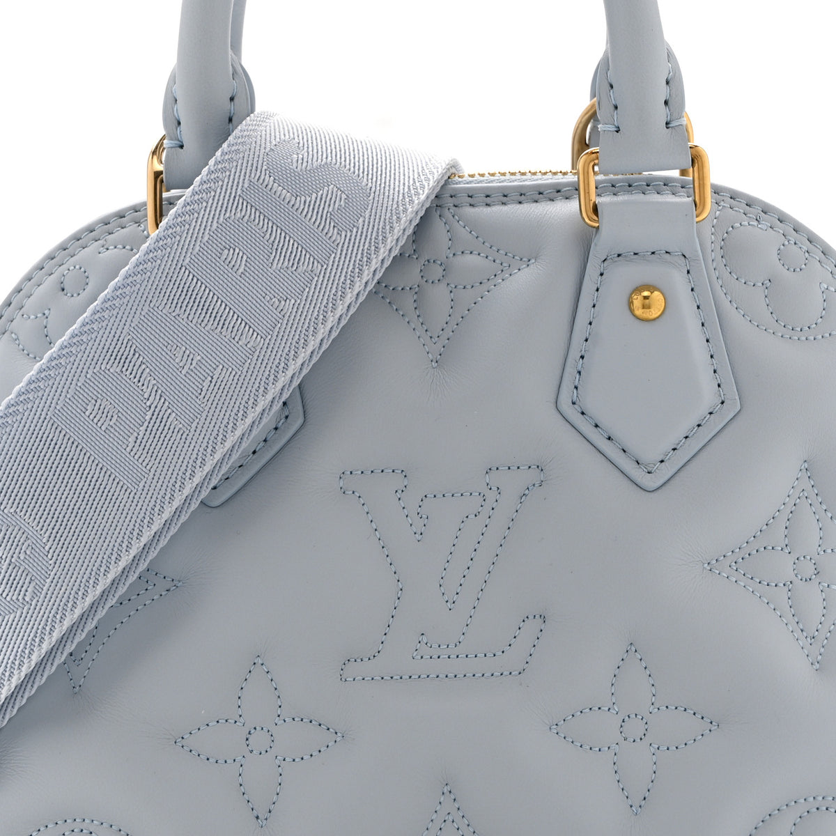 Louis Vuitton Calfskin Bubblegram Alma BB Ice Blue 7 of 9