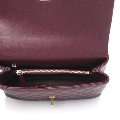 Chanel Caviar Elaphe Quilted Small Coco Handle Flap Burgundy 4 of 11