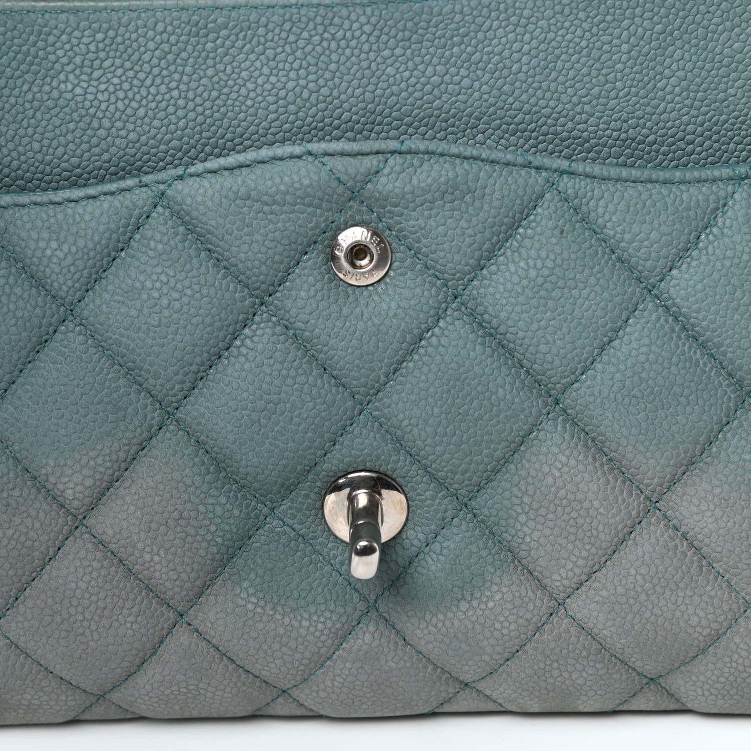 Chanel Iridescent Caviar Quilted Jumbo Double Flap Turquoise 12 of 13