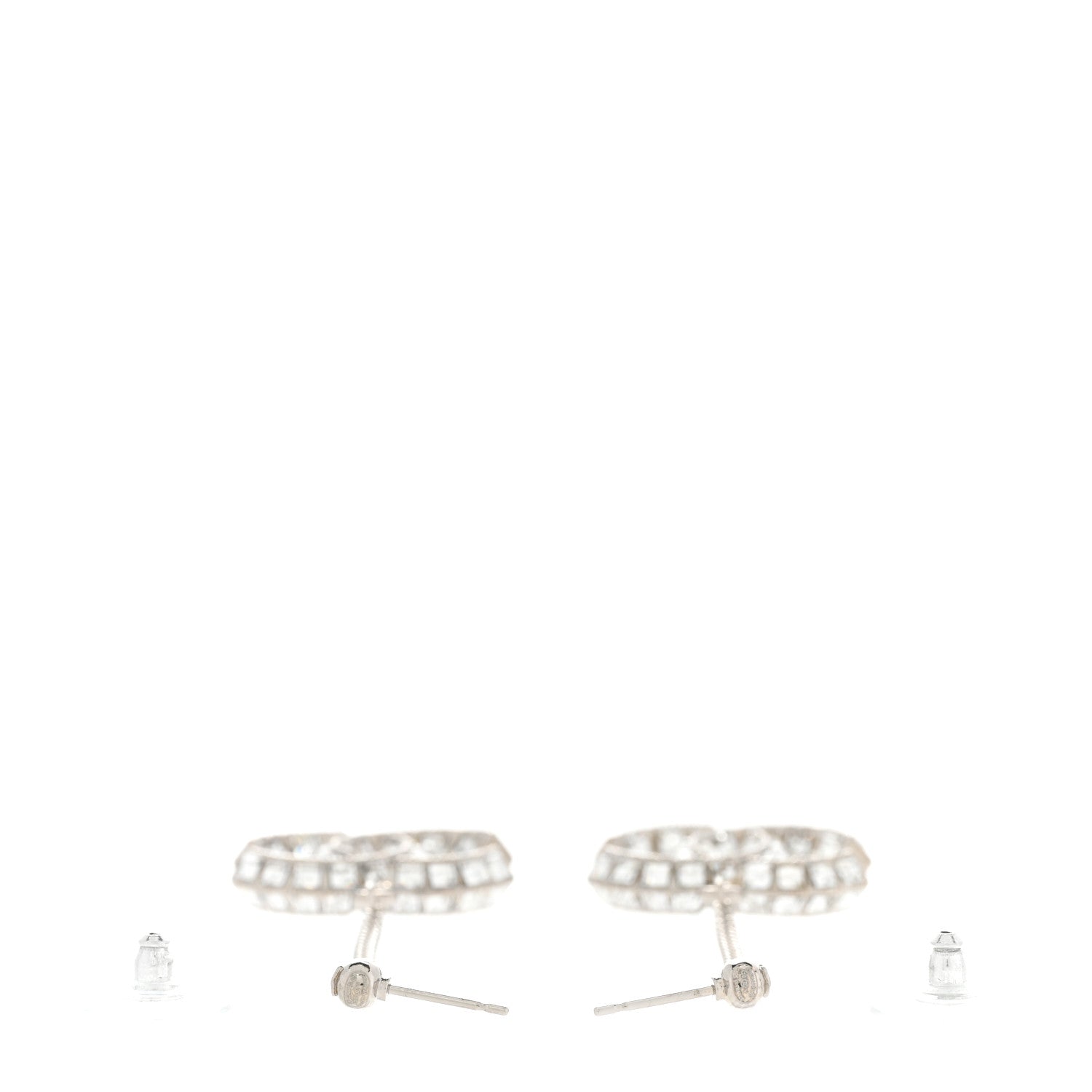 Chanel Baguette Crystal CC Drop Earrings Silver 3 of 4