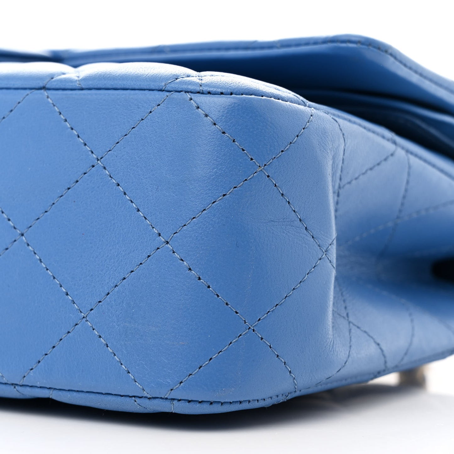 Lambskin Quilted Medium Double Flap Blue