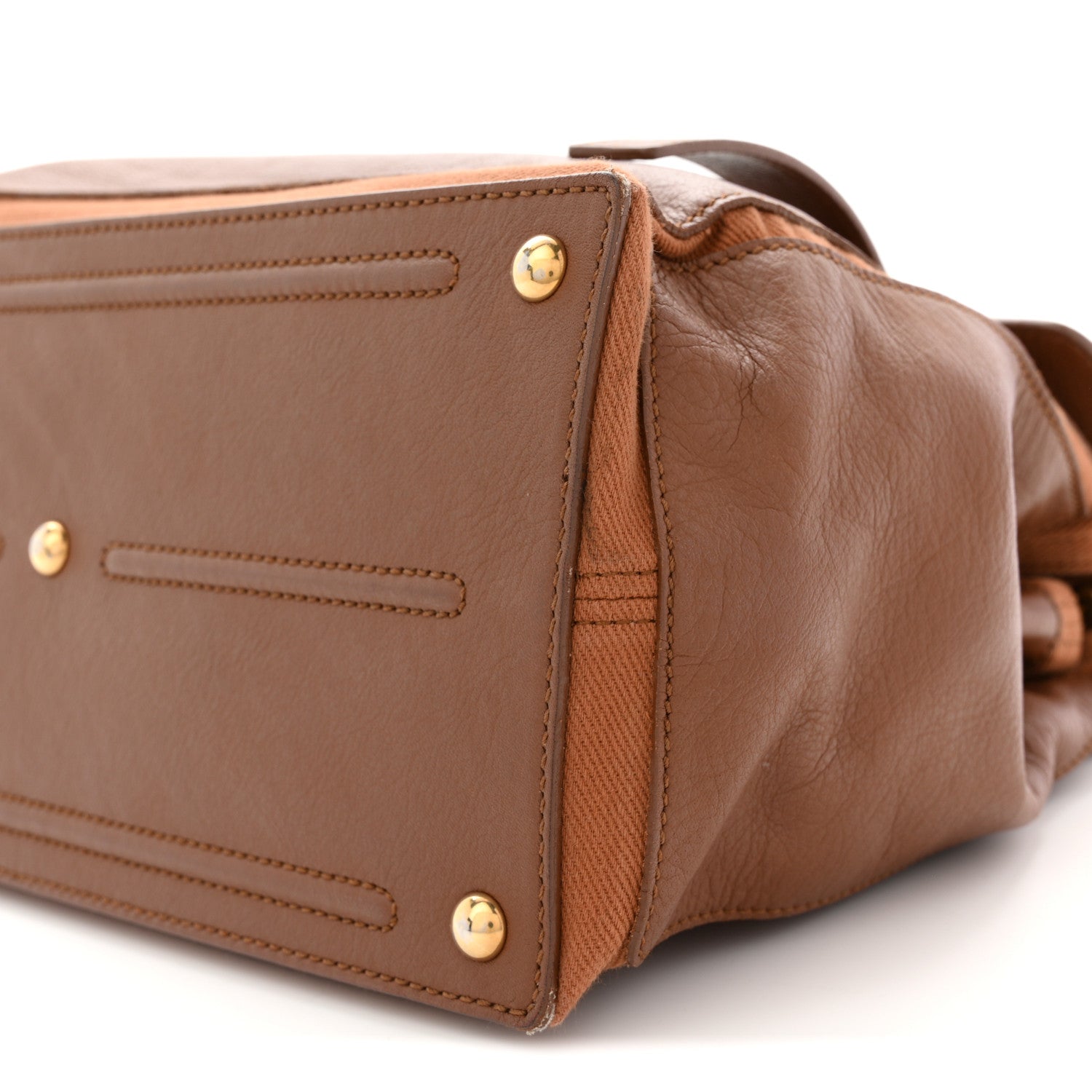 Saint Laurent Calfskin Canvas Medium Muse Two Brown 9 of 13