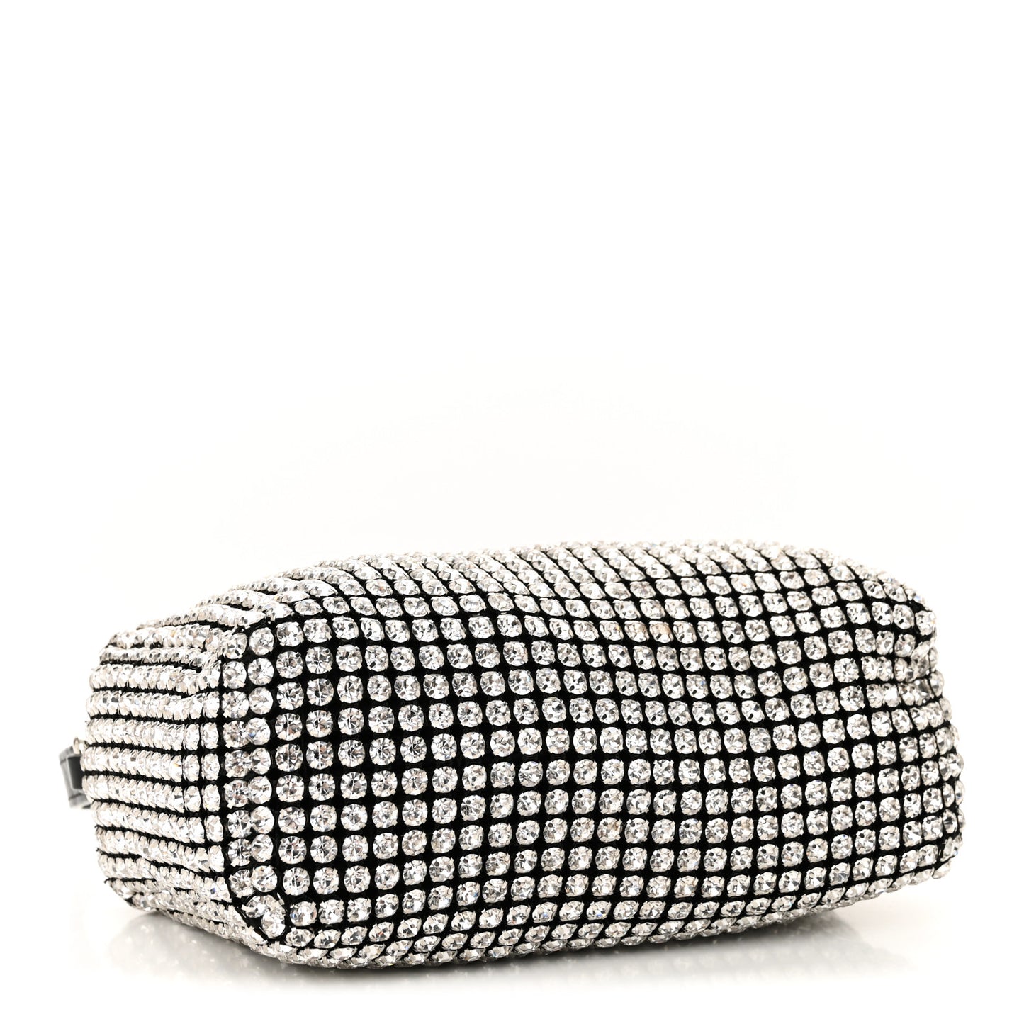 Mesh Crystal Rhinestone Mini Heiress Pouch Black Silver