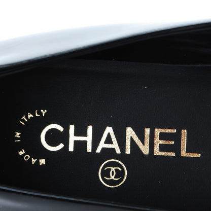 Chanel Patent Calfskin CC Cap Toe Flats 38 Black 7 of 7