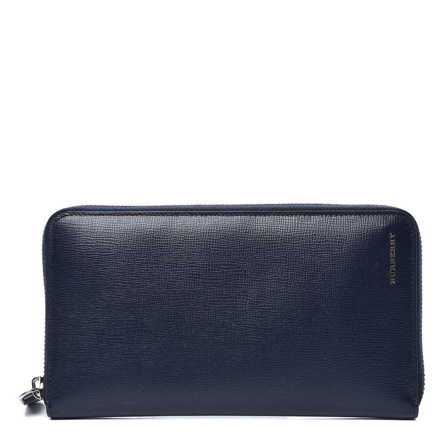 London Grainy Calfskin Renfrew Long Zip Around Wallet Dark Navy