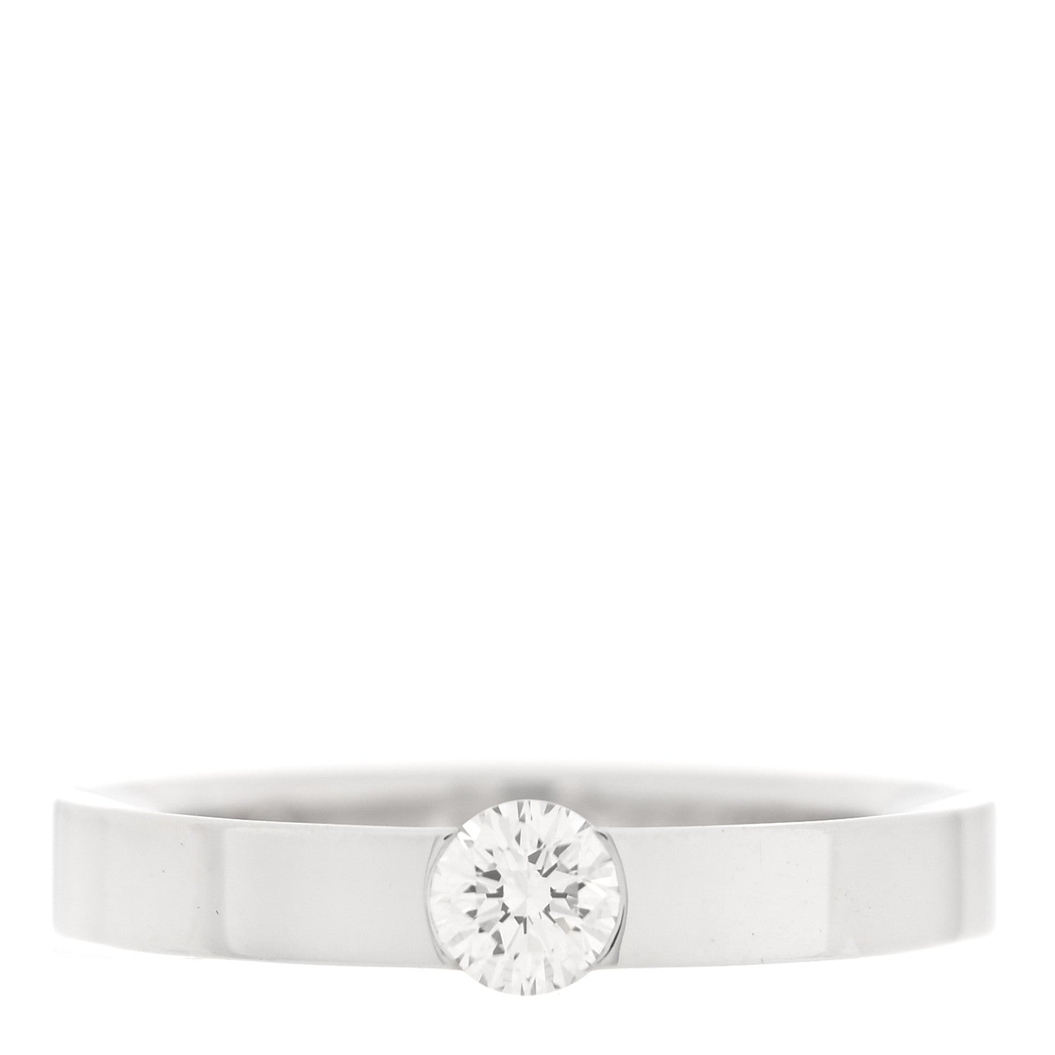 Cartier 18K White Gold Diamond .24ct Date Solitaire Ring 48 4.5 1 of 4