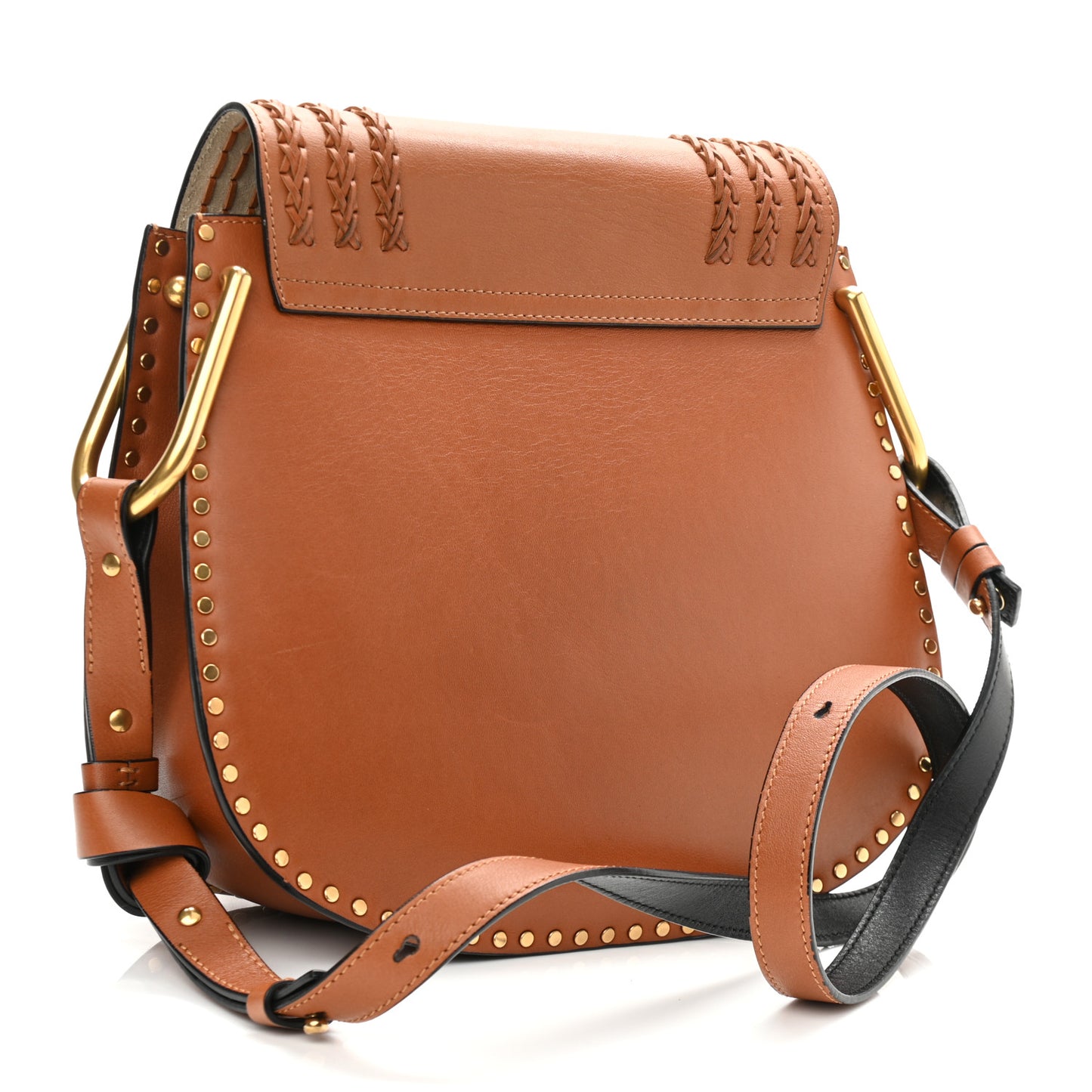 Calfskin Braided Medium Hudson Shoulder Bag Caramel