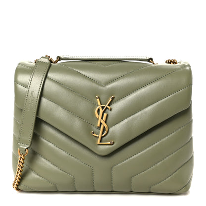 Saint Laurent Calfskin Y Quilted Monogram Small Loulou Chain Satchel Light Sage 1 of 11