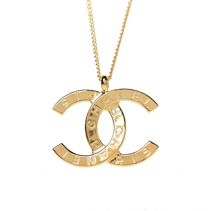 Chanel Metal CC Paris Button Necklace Gold 3 of 4