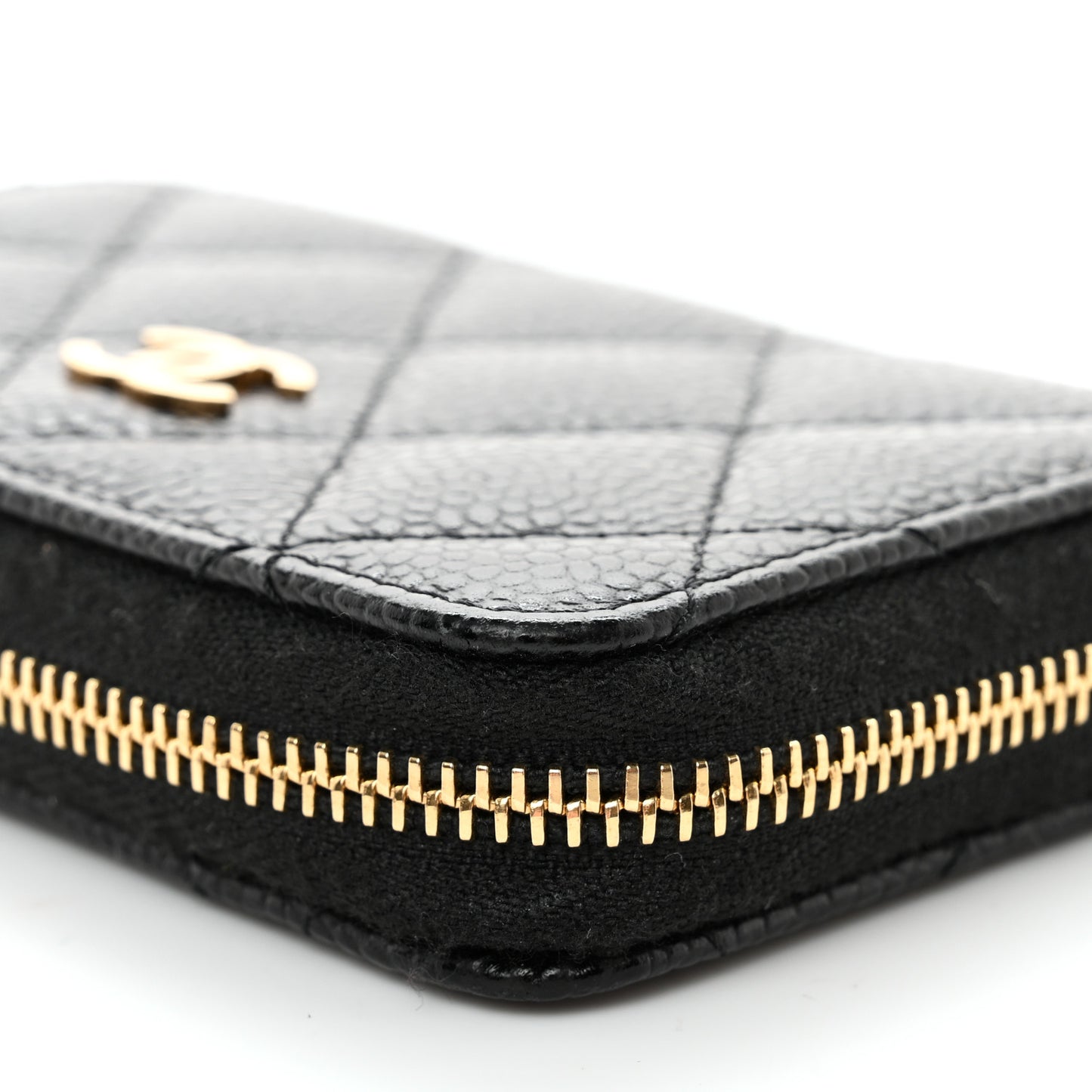 Caviar Quilted Zip Coin Purse Black