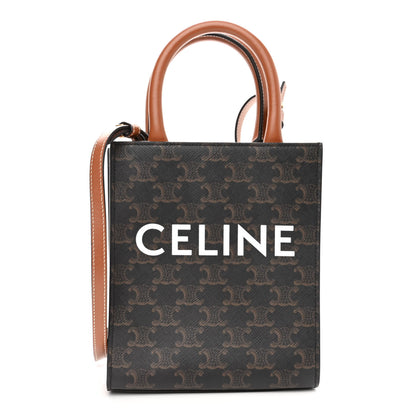 Celine Triomphe Canvas Calfskin Mini Vertical Cabas Tan 1 of 9