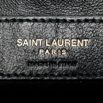 Saint Laurent SAINT LAURENT Grain De Poudre Textured Mixed Matelasse Triquilt Medium Monogram Satchel Black 7 of 13