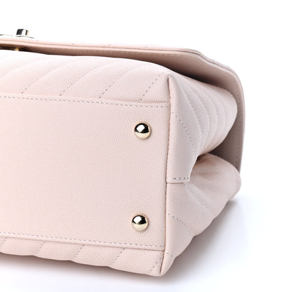 Chanel Caviar Lizard Embossed Chevron Quilted Small Coco Handle Flap Beige 8 of 8