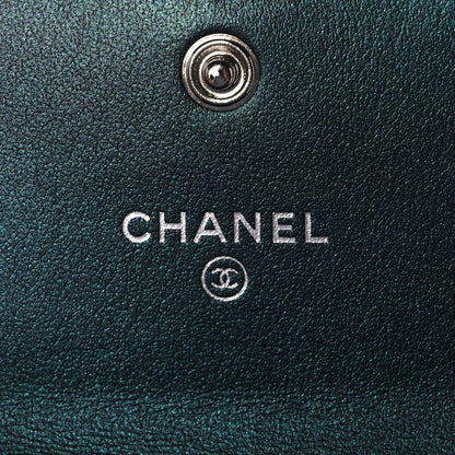 Chanel Iridescent Caviar Quilted Filigree Flap Card Holder Dark Turquoise 6 of 10