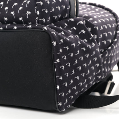 Saint Laurent Canvas Palm Tree Print City Backpack Black White 9 of 9