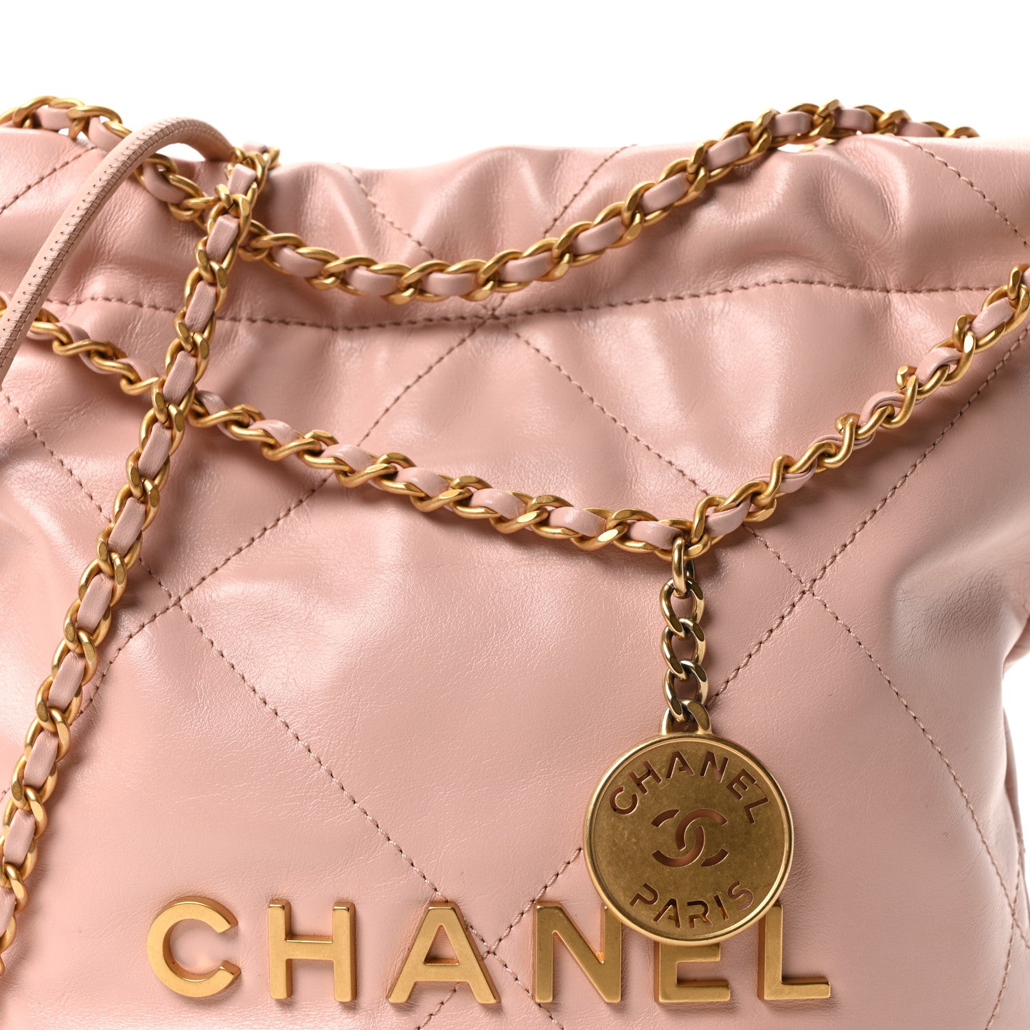 Chanel Shiny Calfskin Quilted Mini Chanel 22 Light Pink 8 of 11
