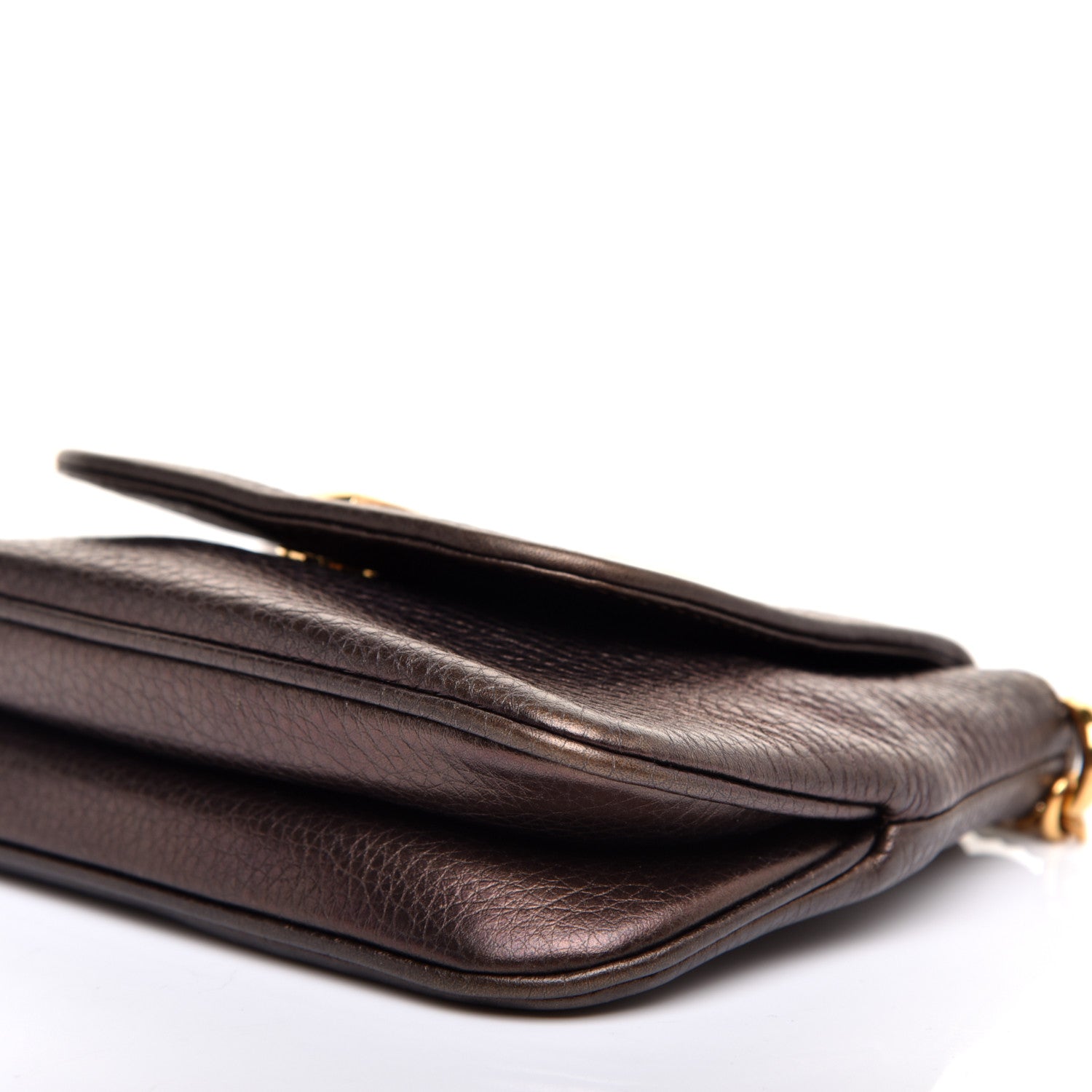 Gucci Metallic Pebbled Calfskin Small 1973 Chain Shoulder Bag Winter Leaf 7 of 10