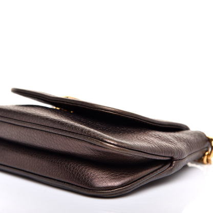 Gucci Metallic Pebbled Calfskin Small 1973 Chain Shoulder Bag Winter Leaf 7 of 10