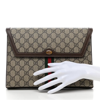 Gucci GG Supreme Monogram Web Ophidia Clutch Beige New Acero 2 of 9