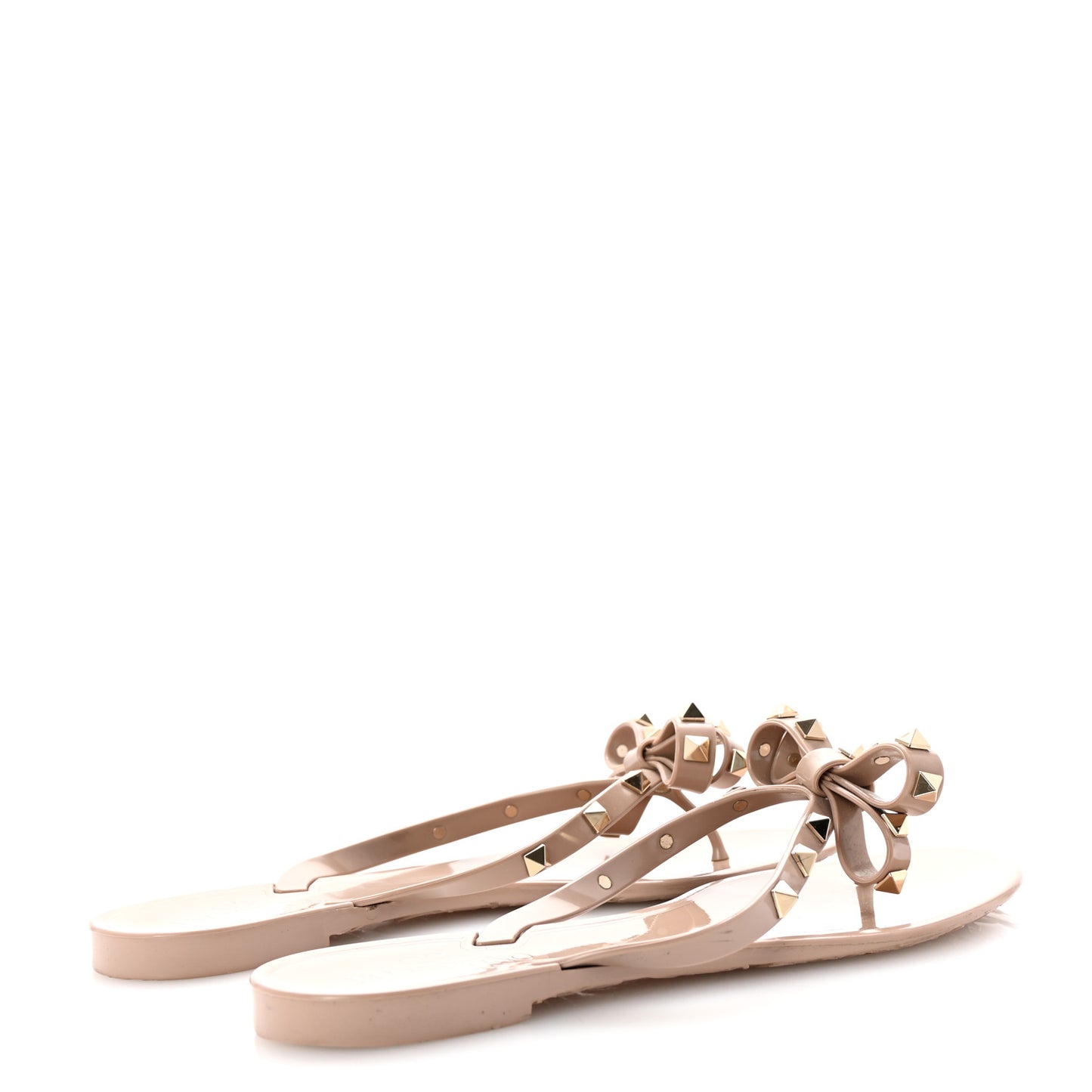 PVC Jelly Rockstud Bow Thong Sandals 39 Poudre
