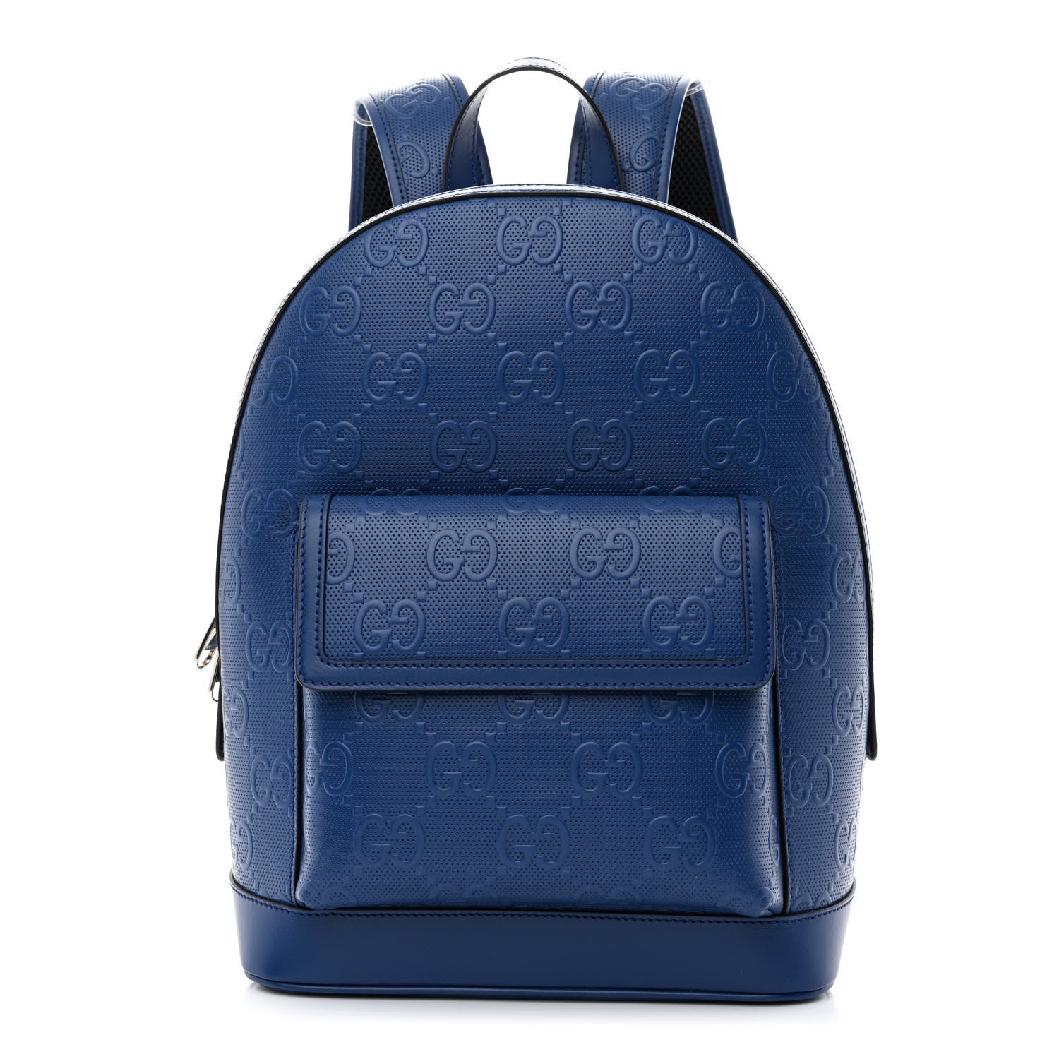 Gucci Calfskin GG Tennis Embossed Backpack Intense Metal Blue Black 1 of 11