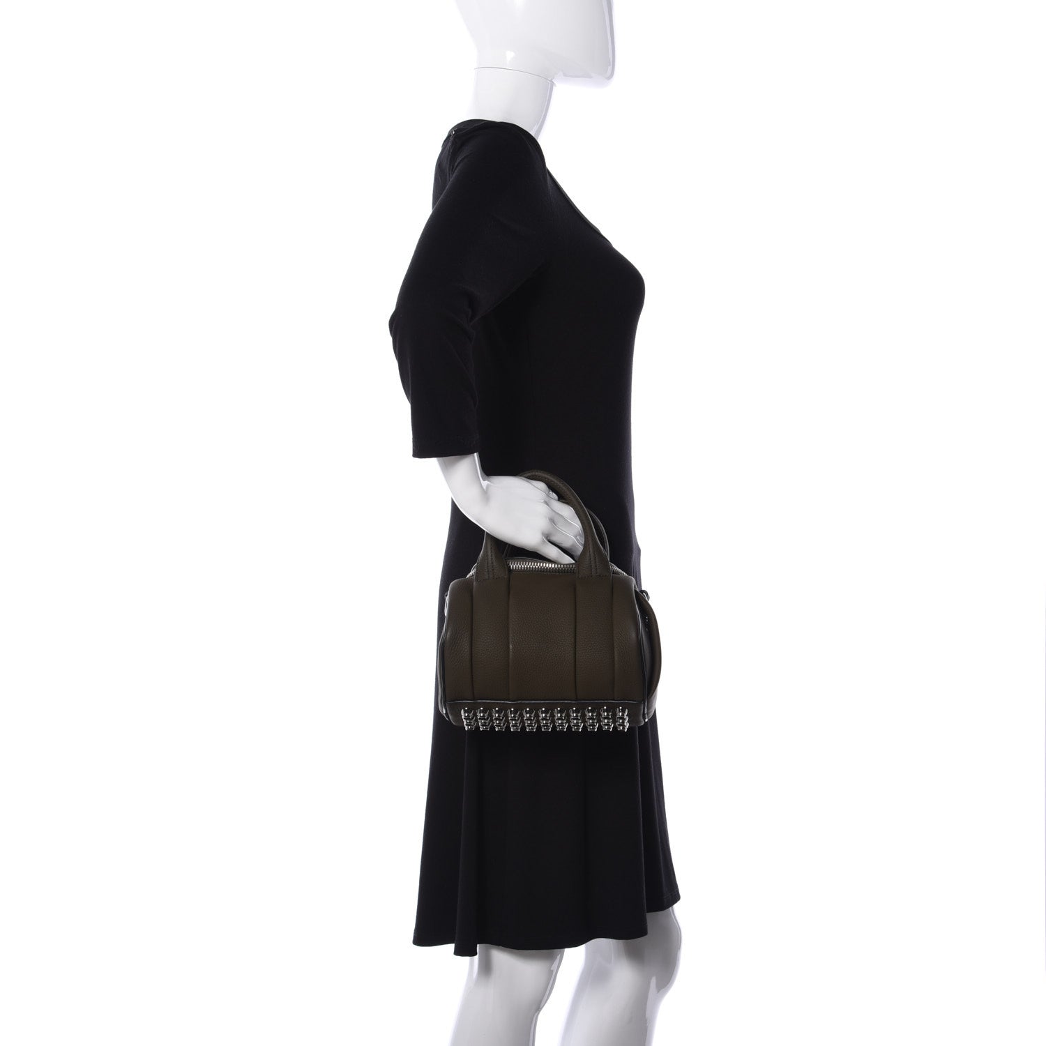 Alexander Wang Pebbled Calfskin Mini Rockie Matte Khaki Green Rhodium Hardware 3 of 10