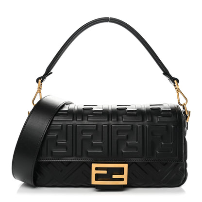 Fendi Nappa FF 1974 Embossed Baguette Black 1 of 9