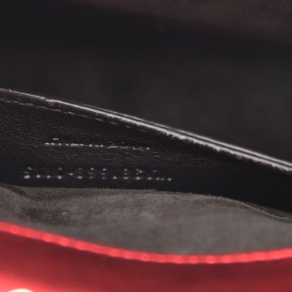 Saint Laurent Metallic Matelasse Chevron Small Monogram Chain Shoulder Bag Red 8 of 12