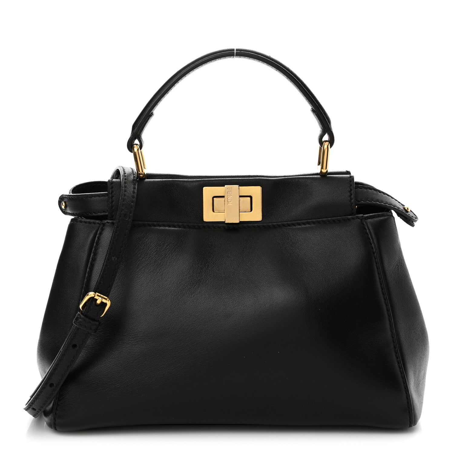 Fendi Nappa Mini Peekaboo Iconic Satchel Black 1 of 10