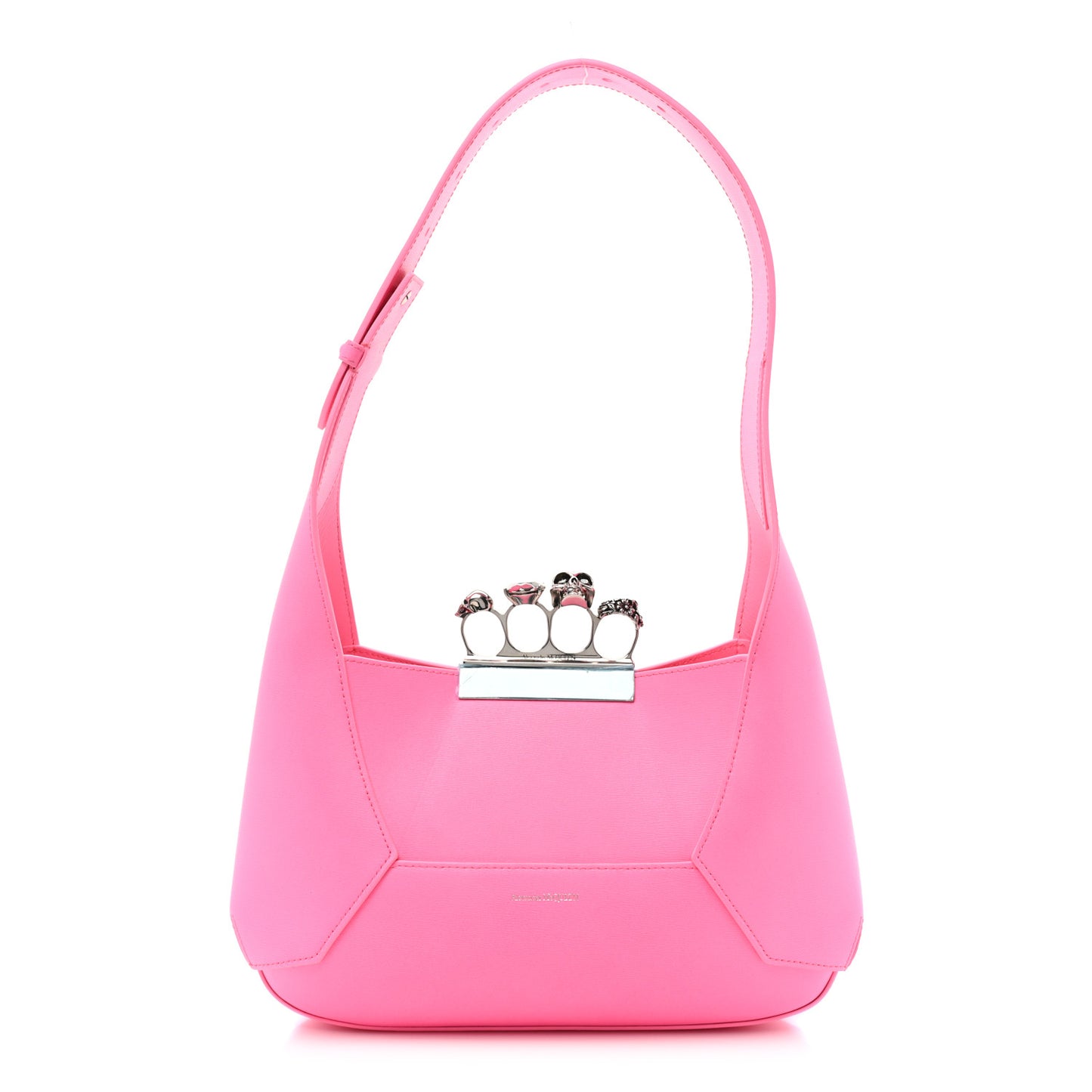 Smooth Calfskin Jeweled Hobo Bag Fluo Pink