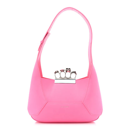 Alexander McQueen Smooth Calfskin Jeweled Hobo Bag Fluo Pink 3 of 14