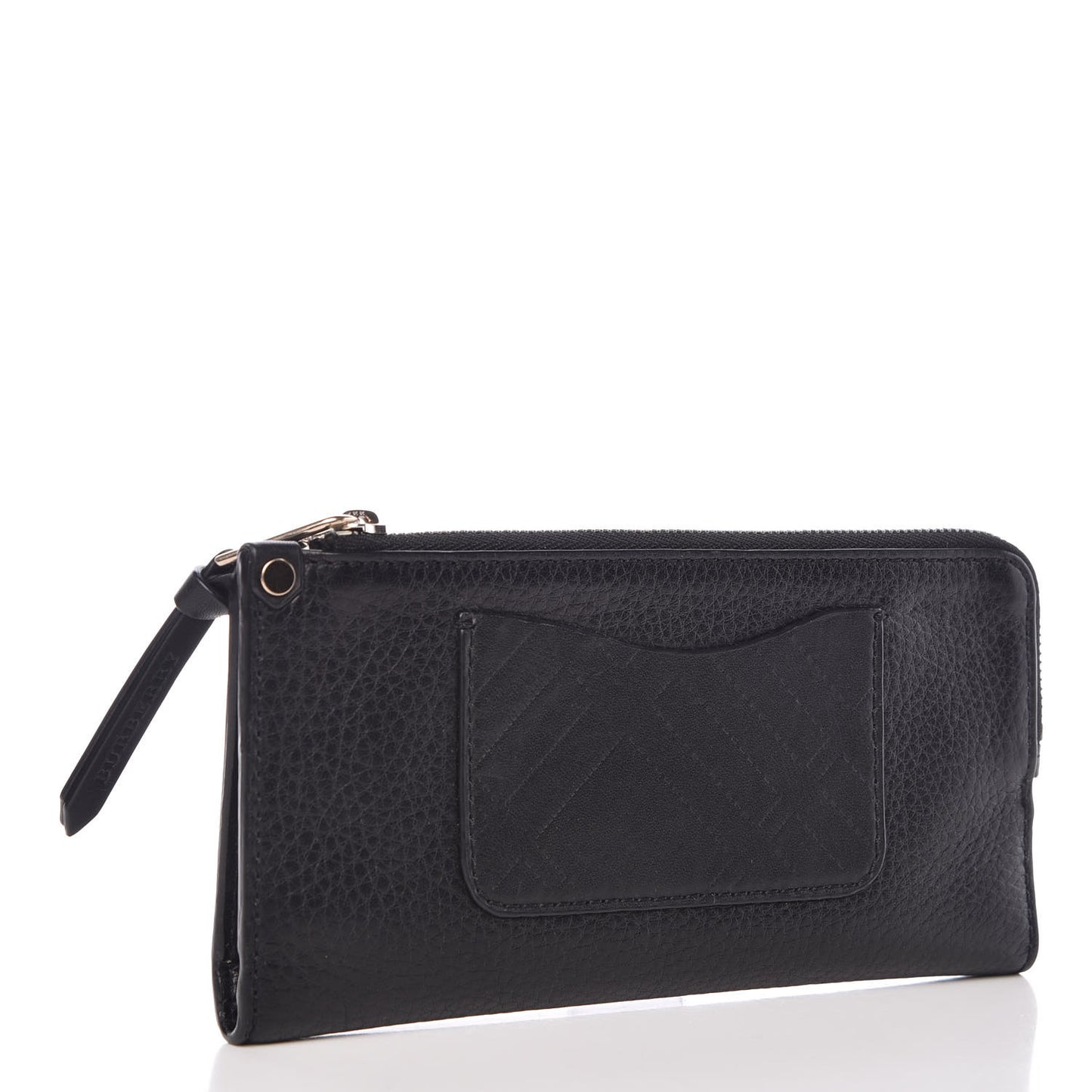 Grained Calfskin Zip Wallet Black