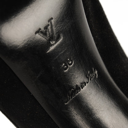 Louis Vuitton Suede Monogram Kimono Open Toe Pumps 38 Black 6 of 7